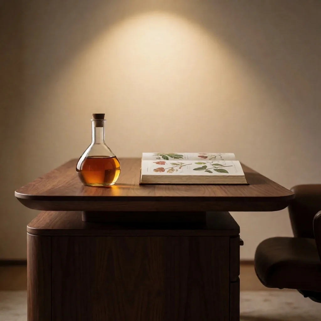 Editorial desk with botanical reference materials