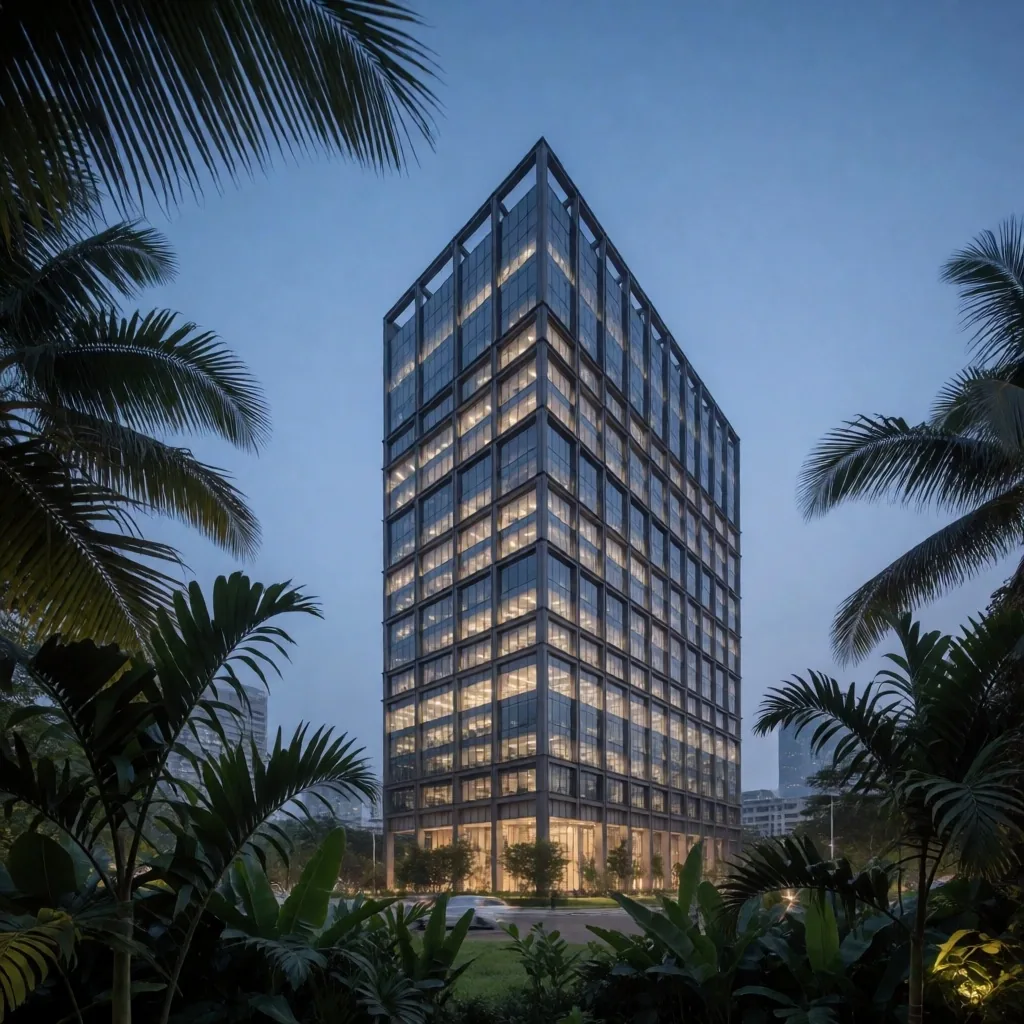 Office building in Senayan, South Jakarta at blue hour