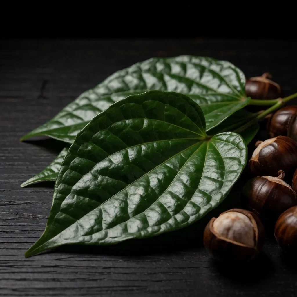 Dark botanical macro study on wooden surface